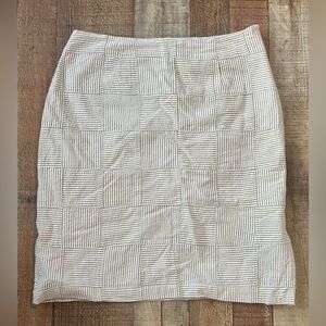 Cape Madras Tan Brown White Seersucker Patchwork Skirt Lined Cotton 10